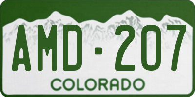 CO license plate AMD207