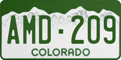 CO license plate AMD209