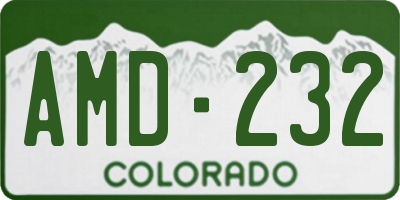 CO license plate AMD232