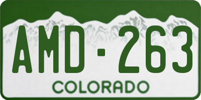 CO license plate AMD263