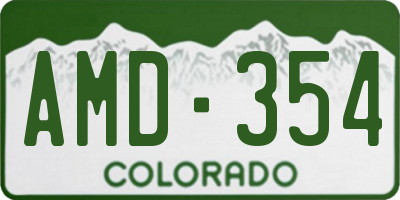 CO license plate AMD354
