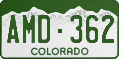 CO license plate AMD362