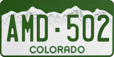 CO license plate AMD502