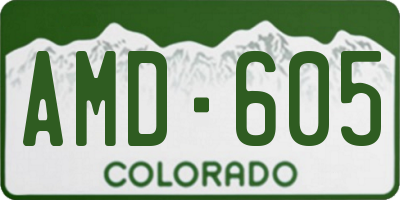 CO license plate AMD605