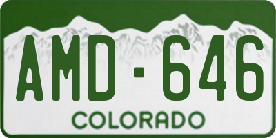 CO license plate AMD646