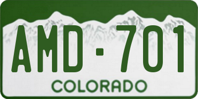 CO license plate AMD701