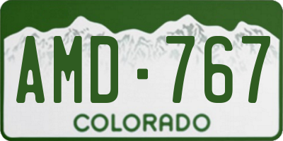 CO license plate AMD767