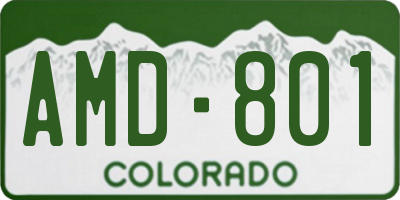CO license plate AMD801