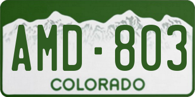 CO license plate AMD803