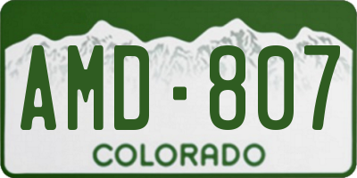 CO license plate AMD807
