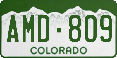 CO license plate AMD809
