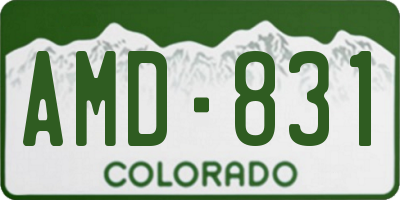 CO license plate AMD831