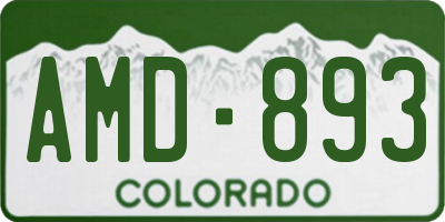 CO license plate AMD893