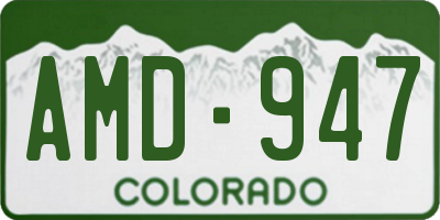 CO license plate AMD947