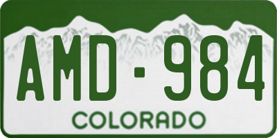CO license plate AMD984