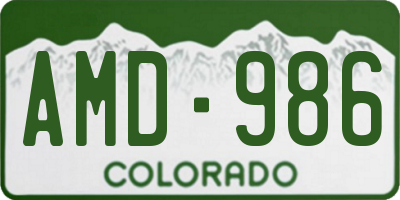 CO license plate AMD986