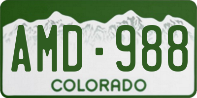 CO license plate AMD988