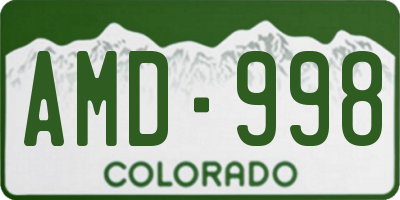 CO license plate AMD998