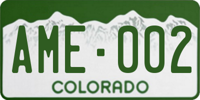 CO license plate AME002