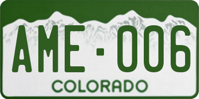 CO license plate AME006