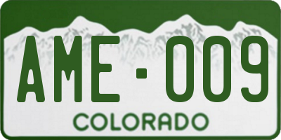 CO license plate AME009
