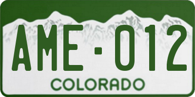 CO license plate AME012
