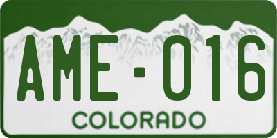 CO license plate AME016