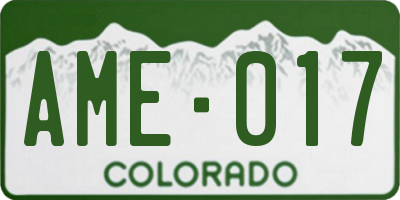CO license plate AME017