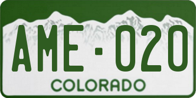 CO license plate AME020