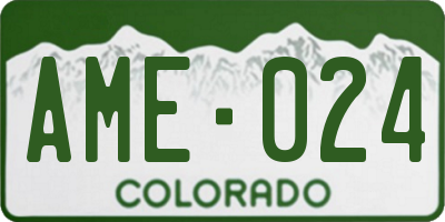 CO license plate AME024