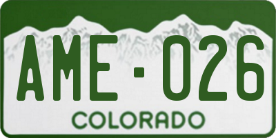 CO license plate AME026