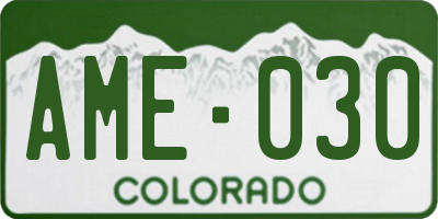CO license plate AME030
