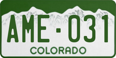 CO license plate AME031
