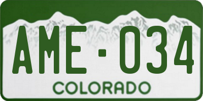 CO license plate AME034