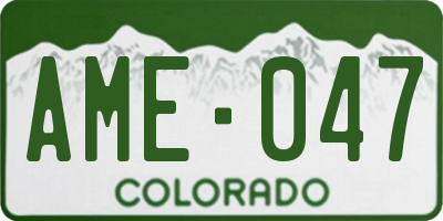 CO license plate AME047