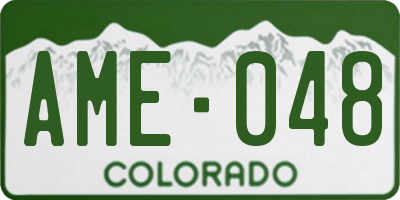 CO license plate AME048