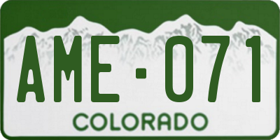 CO license plate AME071