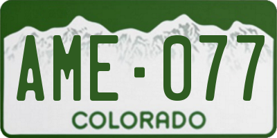 CO license plate AME077