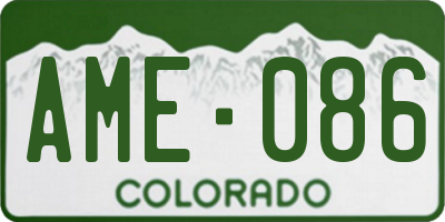 CO license plate AME086