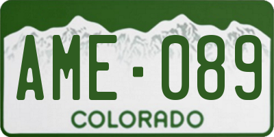 CO license plate AME089