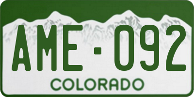 CO license plate AME092