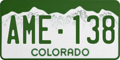 CO license plate AME138
