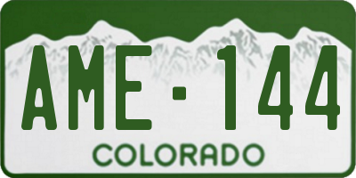 CO license plate AME144