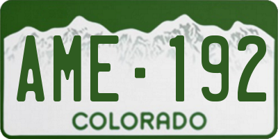 CO license plate AME192