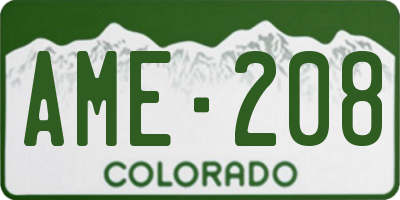 CO license plate AME208