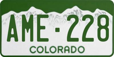 CO license plate AME228
