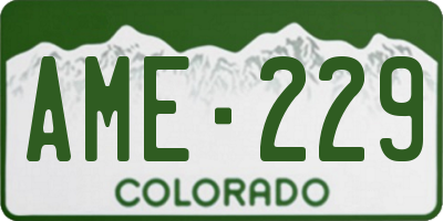 CO license plate AME229