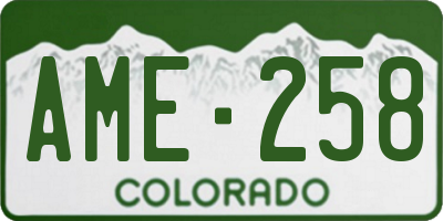CO license plate AME258