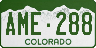 CO license plate AME288