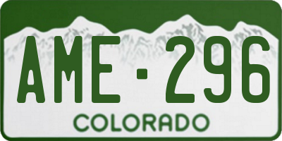 CO license plate AME296